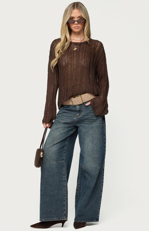 Jaide Sheer Ladder Knit Sweater image number 5