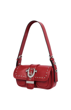 Red Smooth Moto Studded Shoulder Bag image number 3