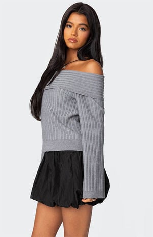 Brandy Fold Over Ribbed Sweater Brandy Fold Over Ribbed Sweater image number 3