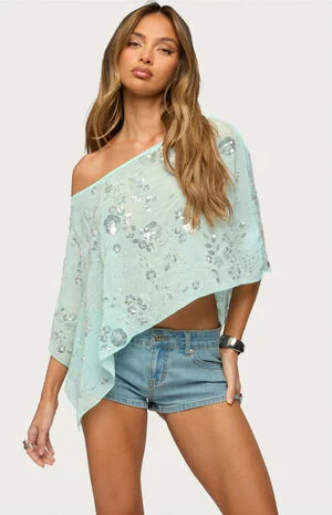 Triana Bead and Sequin Chiffon Poncho image number 1