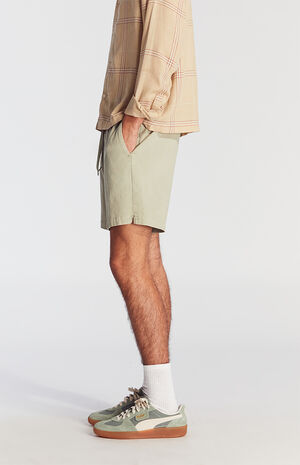 Green Twill Volley Shorts image number 3