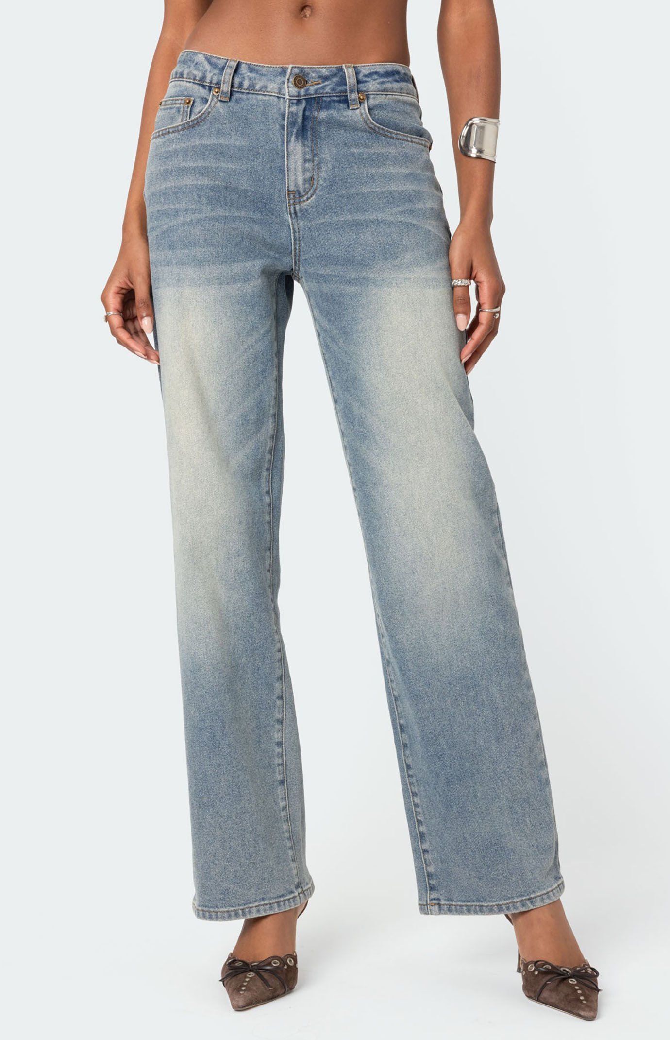 Edikted Amia High Rise Straight Leg Jeans