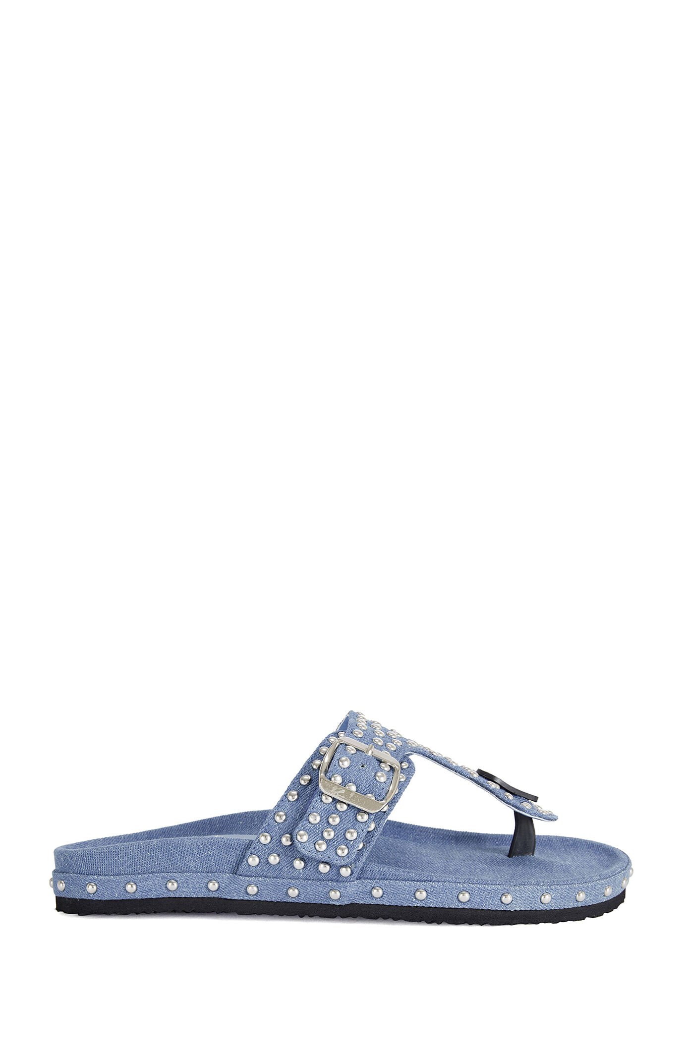 AZALEA WANG Women's Daisy Chain Denim Studded Sandals