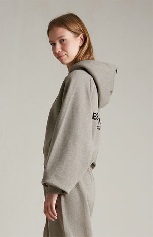 Women's Heather Grey Fleece Cropped Hoodie image number 3