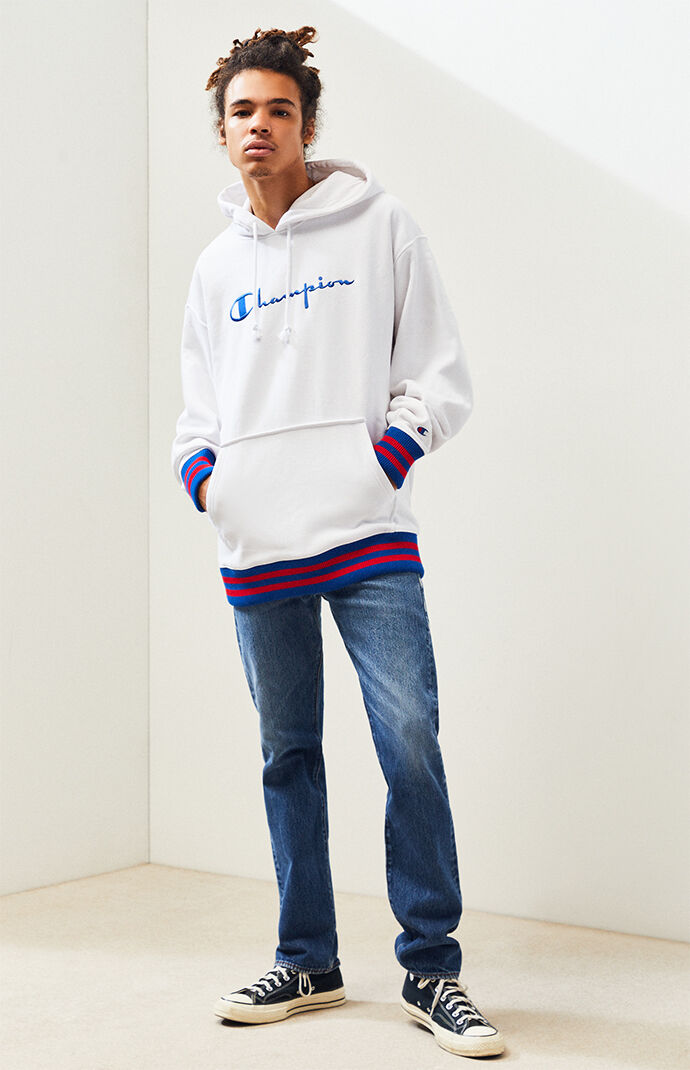 Reverse Weave Ribbed Pullover Hoodie
