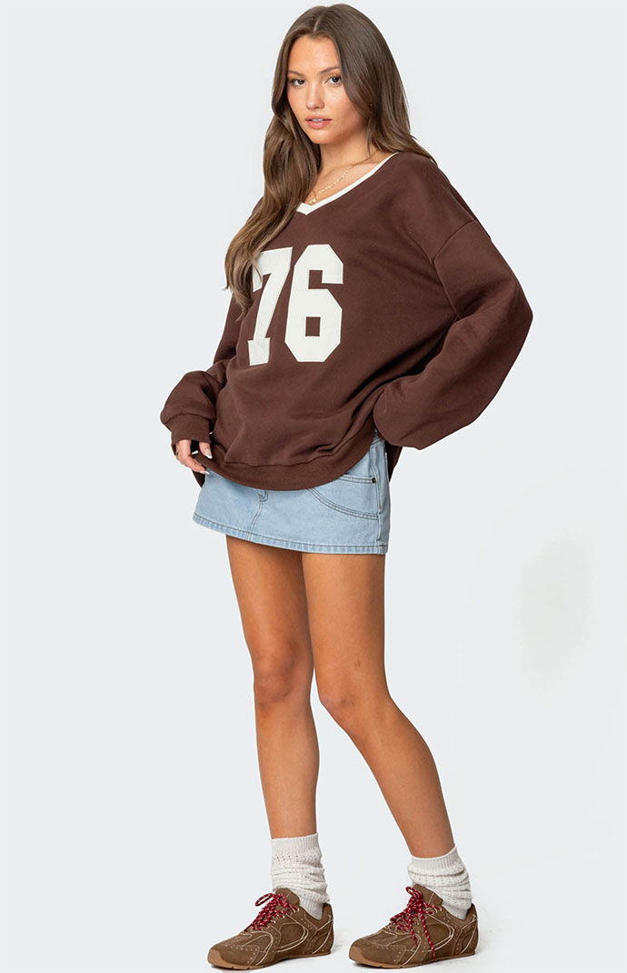 Edikted 76 Oversized V Neck Sweater | PacSun