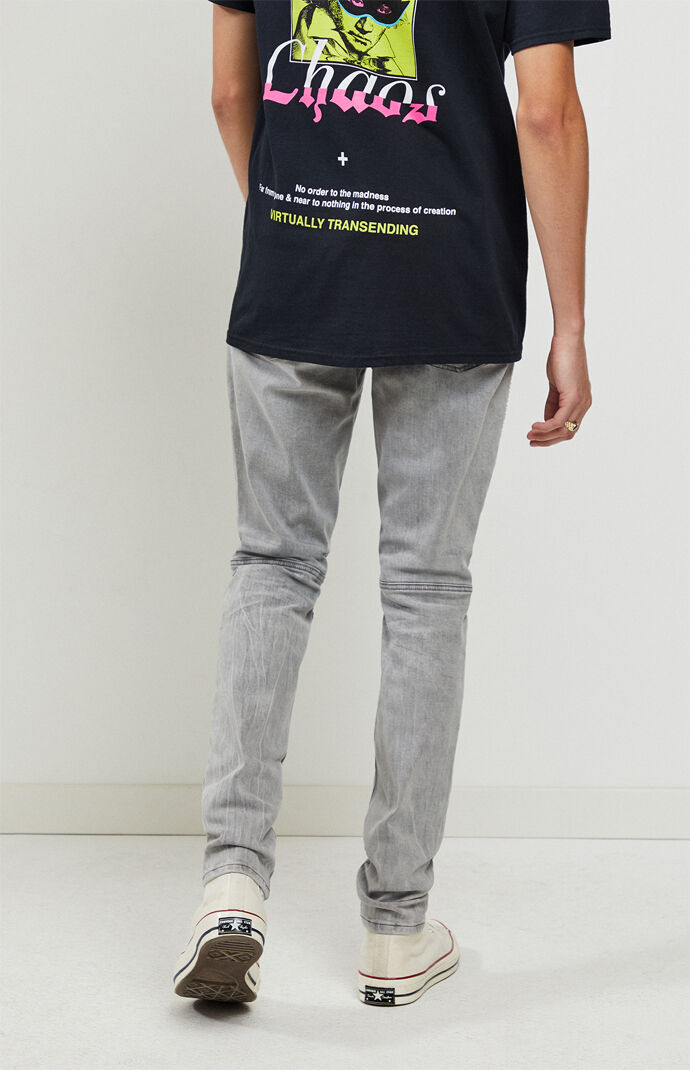 Light Gray Moto Stacked Skinny Jeans