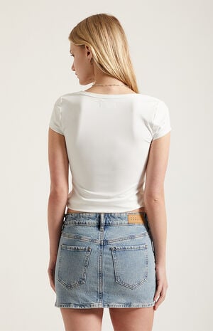 Bella Stretch Medium Indigo Mid Rise Denim Mini Skirt image number 4