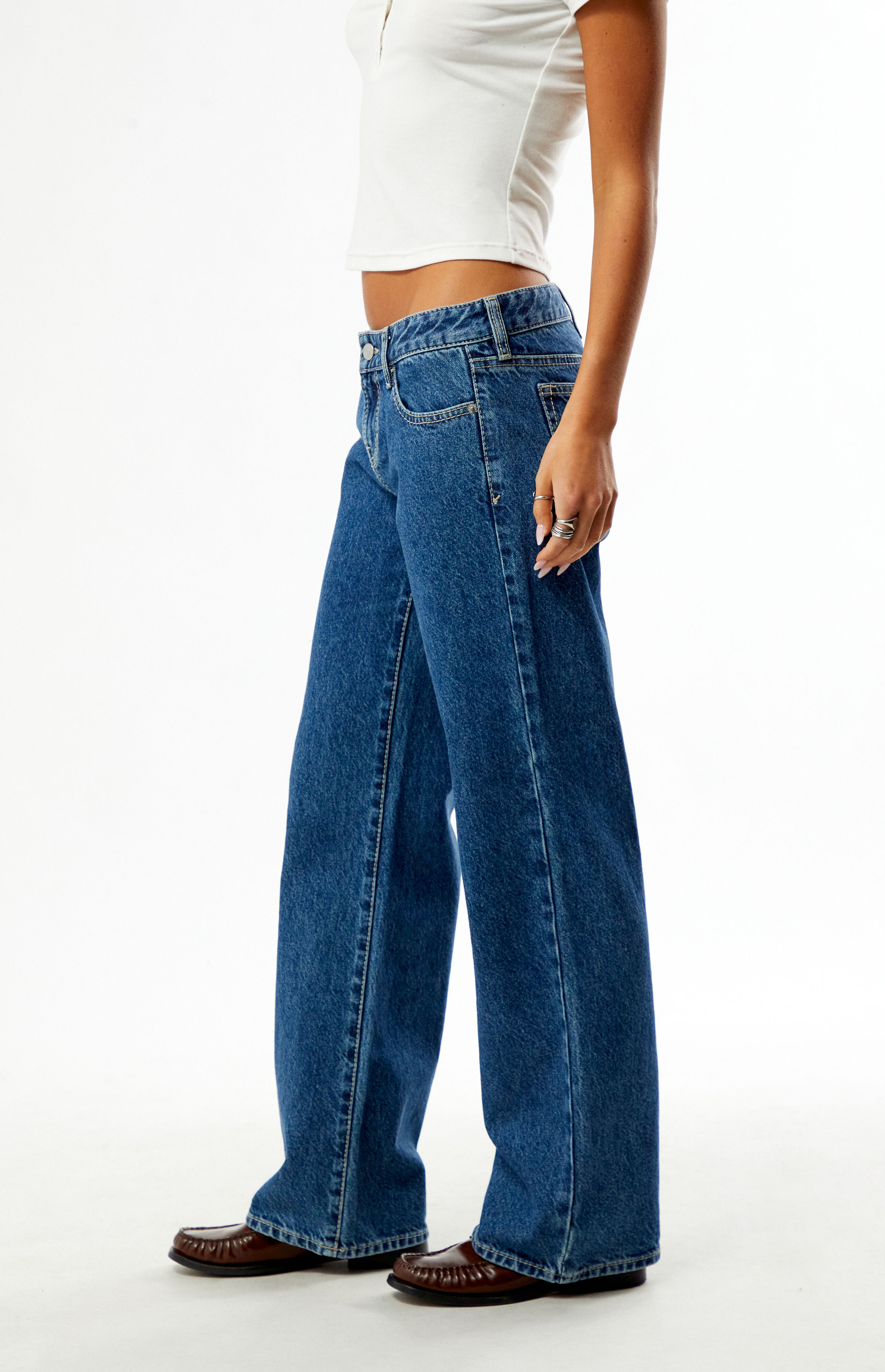Pacsun Zoe Low Rise Girlfriend Jeans Classic Medium Blue