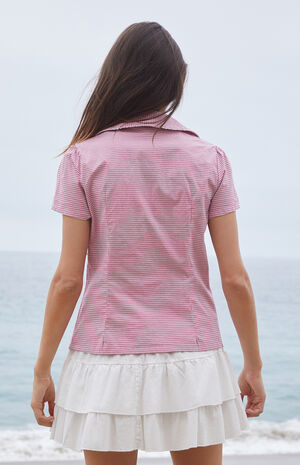 Red Gingham Teagan Collared Top image number 3