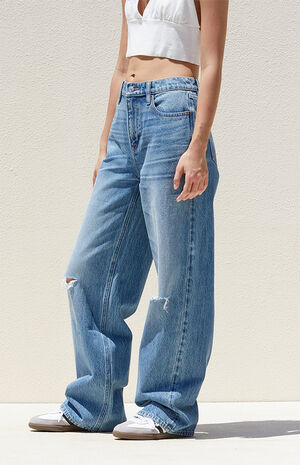 Medium Indigo Ripped Boyfriend Jeans image number 3
