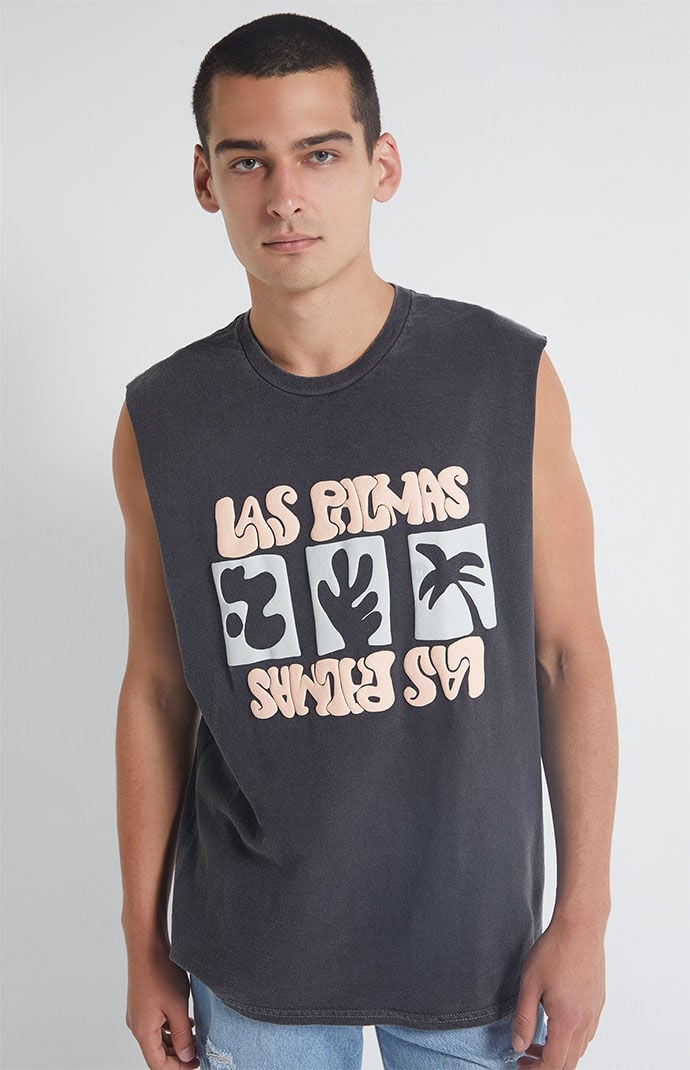PacSun Black Vintage Wash Muscle Tank Top PacSun