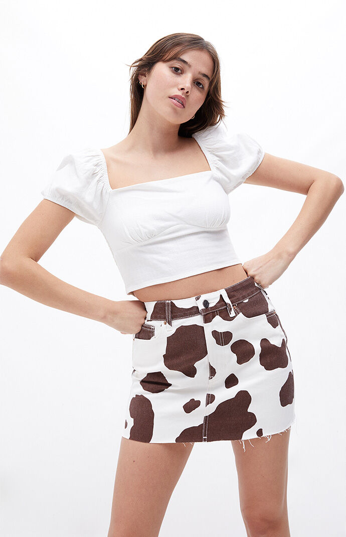 PacSun Cow Print Ultra High Waisted Mini Skirt PacSun
