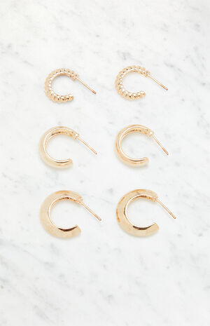 3 Pack Braided Hoop Earrings image number 1