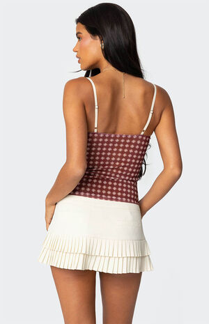 Checkered Mesh Built in Bra Top image number 5