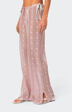 Embroidered Sheer Lace Pants image number 4