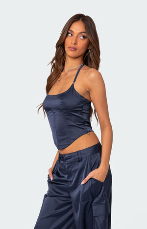 Kelsey Satin Lace Up Corset image number 4