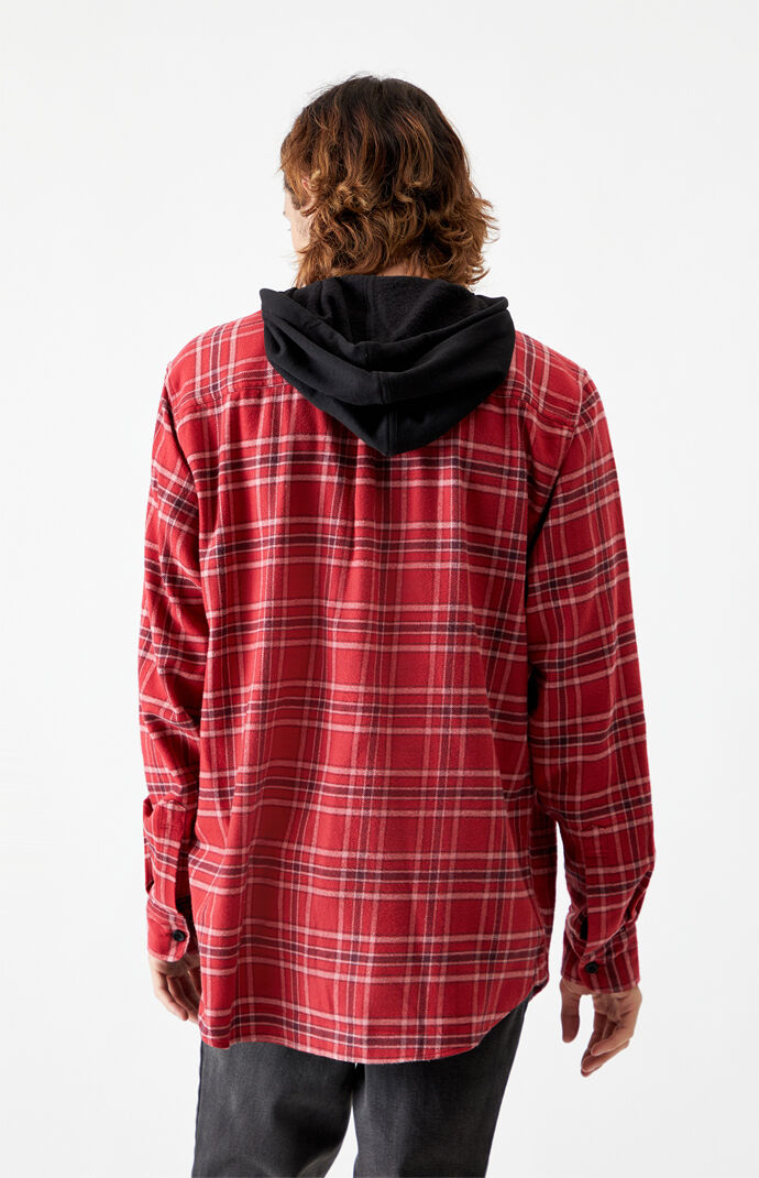 PacSun Hooded Plaid Flannel Shirt PacSun