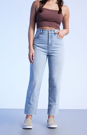 Eco Light Blue&nbsp;High Waisted Straight Leg Jeans image number 2