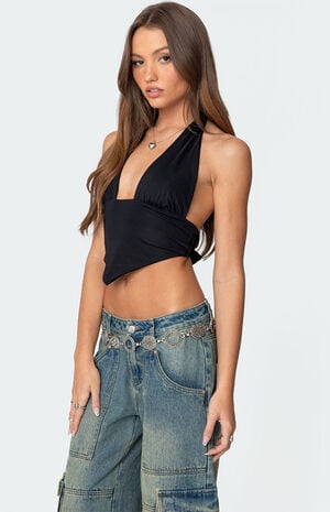 Open Back Triangle Halter Top image number 3