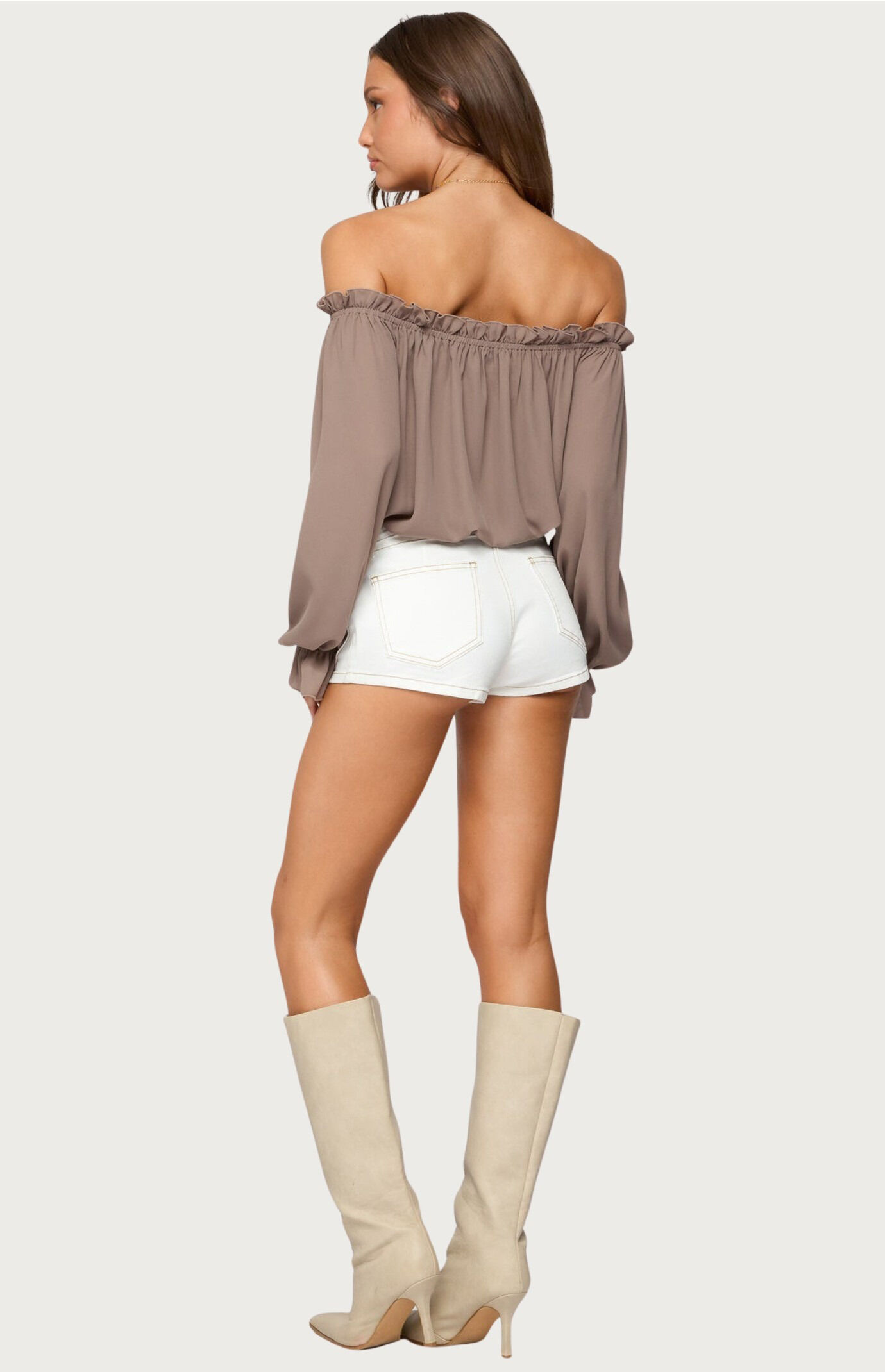 Edikted Juna Off Shoulder Ruffle Chiffon Top | PacSun