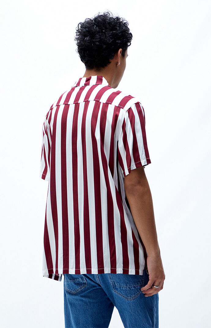 maroon and white striped shirt men's