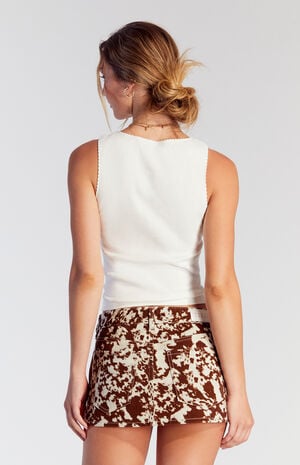 Cow Print Low Rise Denim Micro Skirt image number 4