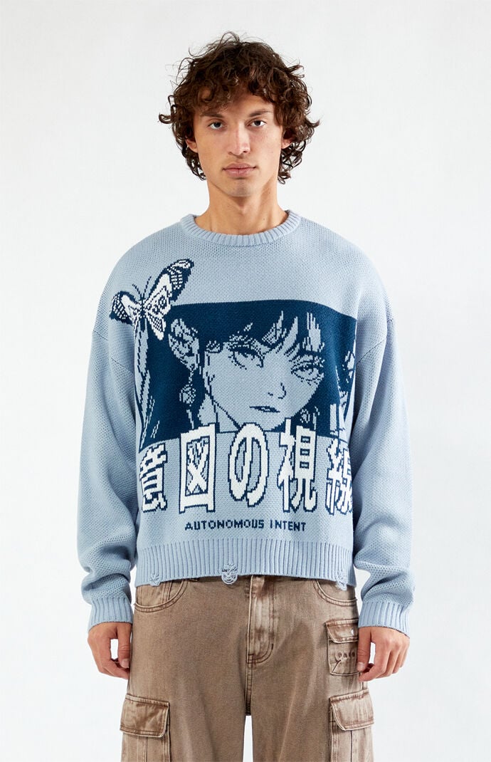 KUN様nagonstans asymmetry hole pullover chengzui Unisex Long Sleeve Sweater Harajuku Skeleton Bone