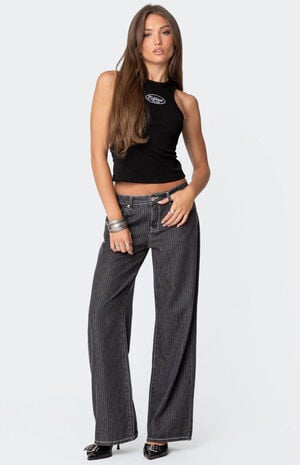 Pinstripe Low Rise Jeans image number 5