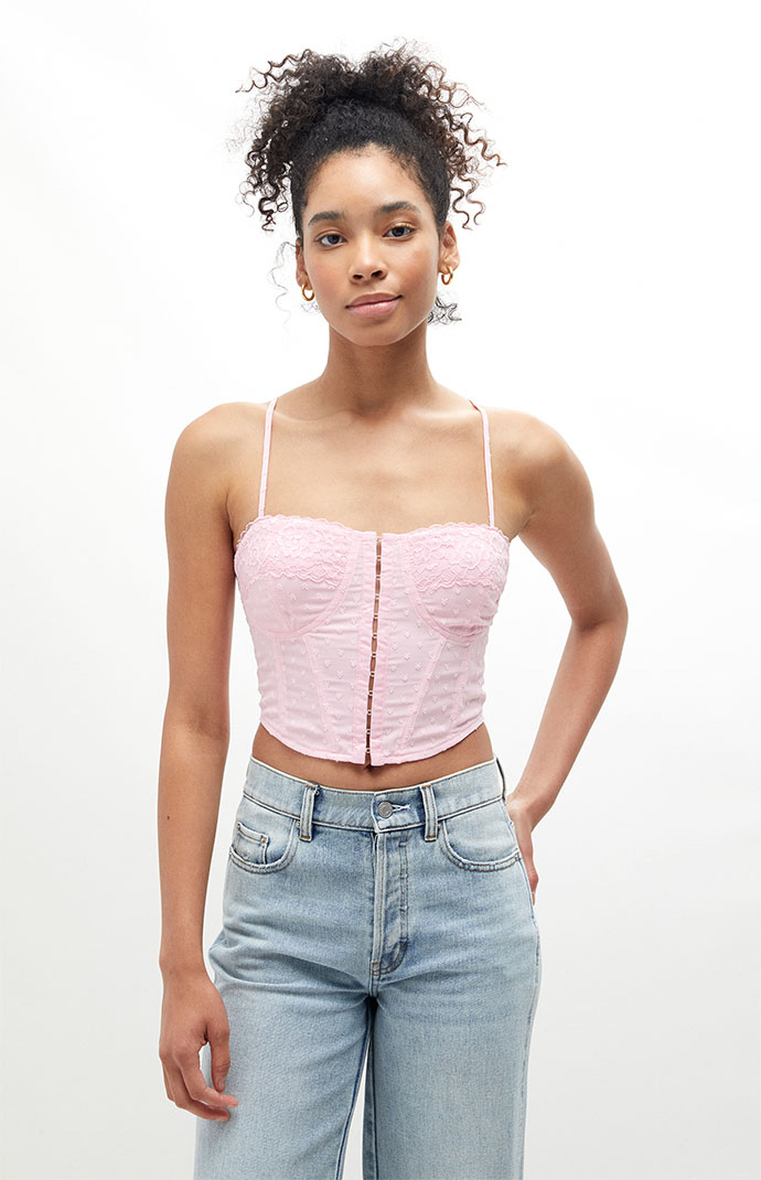 LA Hearts Lace Corset Top PacSun