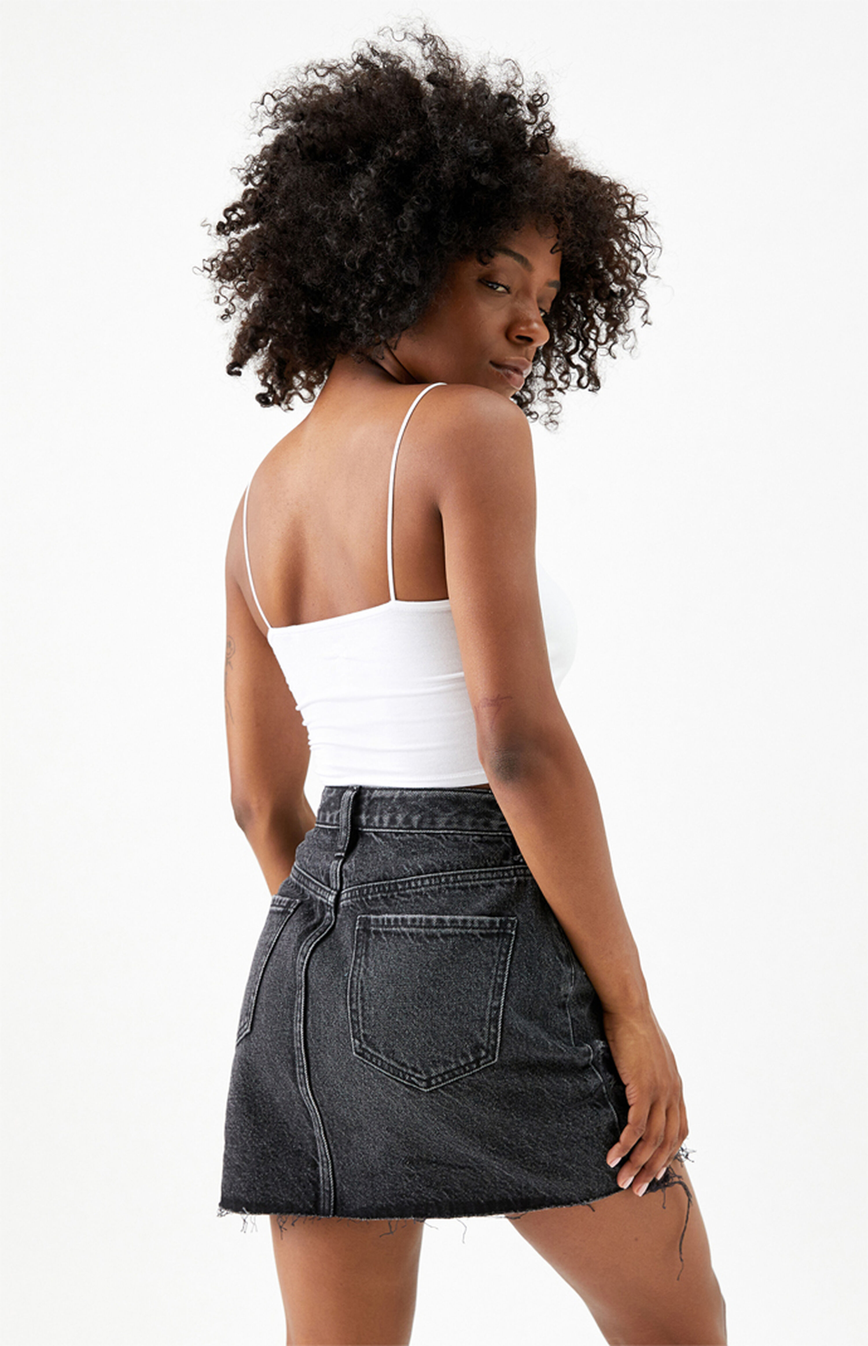 PacSun Black Ultra High Waisted Denim Mini Skirt PacSun