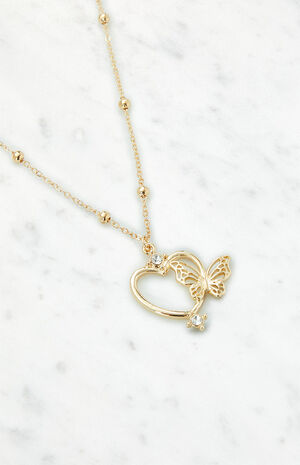 Heart Butterfly Necklace image number 2