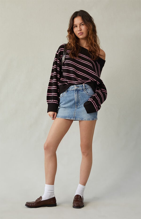 Denim Skirt Mini Skirt And Converse Outfit Pacsun Bella Stretch