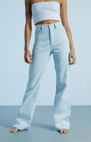Blue Corduroy High Waisted Bootcut Jeans image number 2