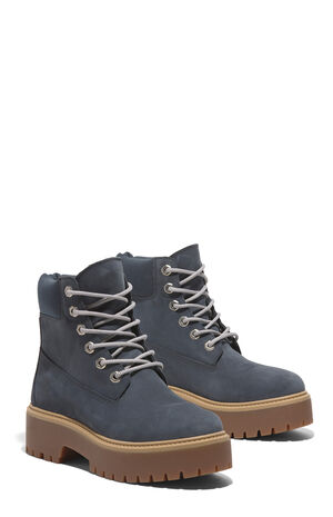 Women's Dark Blue Nubuck Stone Street 6inch Lace-Up Waterproof Boots image number 4