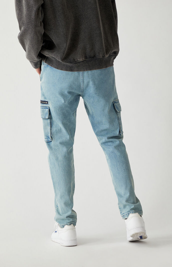 Medium Indigo Slim Taper Cargo Jeans