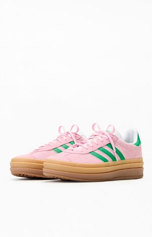 Women's Green & Pink Gazelle Bold Sneakers image number 2
