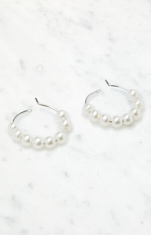 Mini Pearl Hoop Earrings image number 2