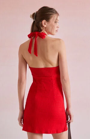 Deanna Linen Halter Mini Dress image number 4