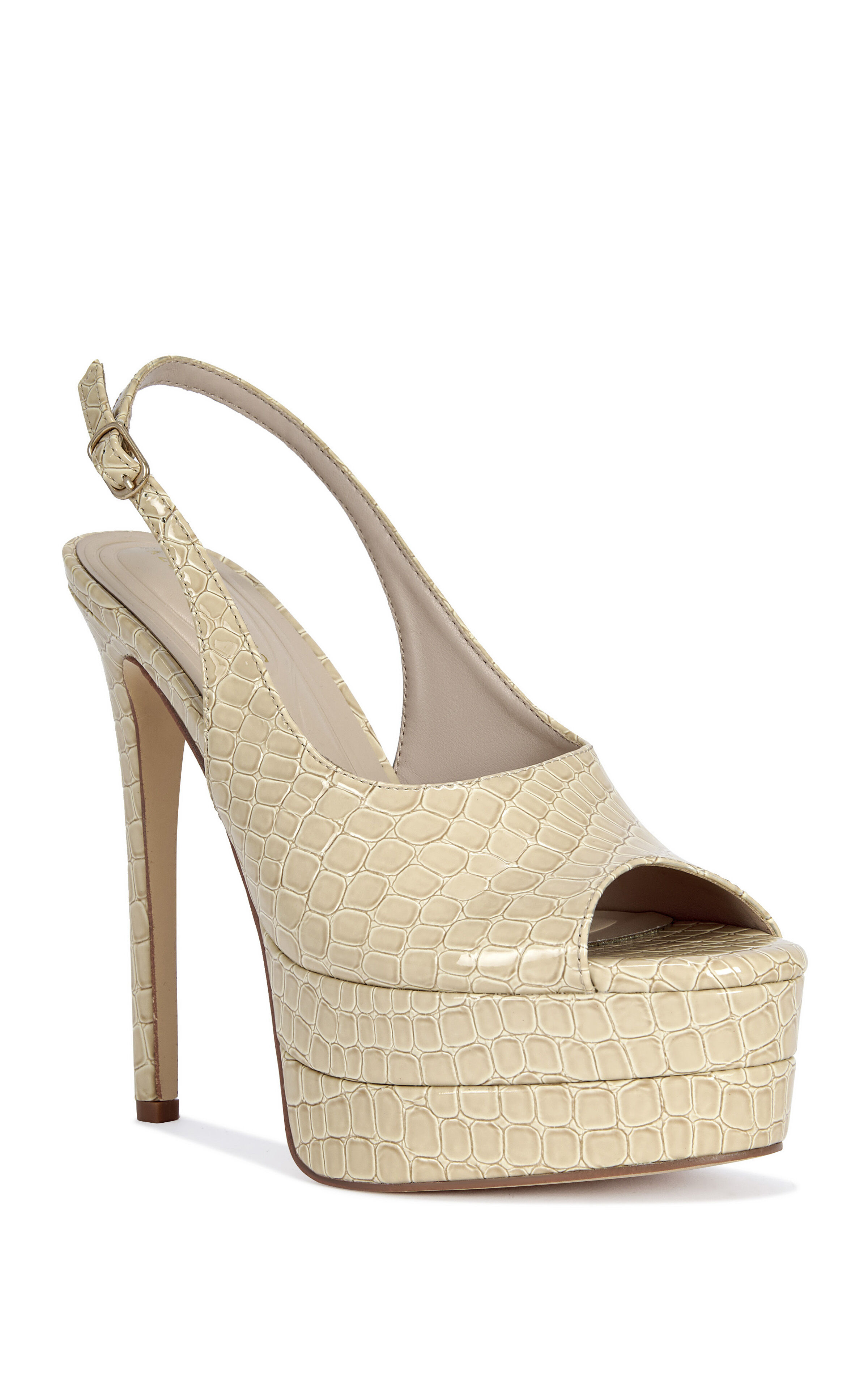 AZALEA WANG Women's Exactly Taupe Croc Stiletto Pumps