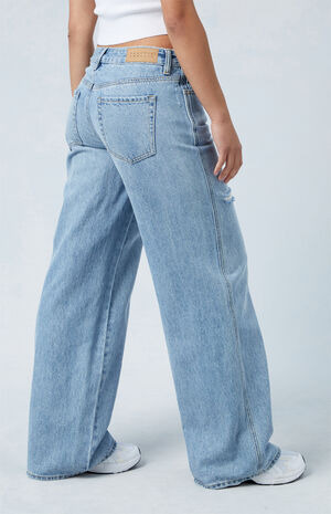 Eco Light Indigo Glitter Low Rise Baggy Jeans image number 2