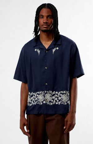 Navy Remi Oversized Resort Camp Shirt