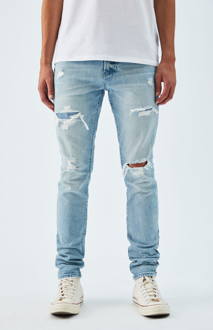 Light Ripped Stacked Skinny Jeans