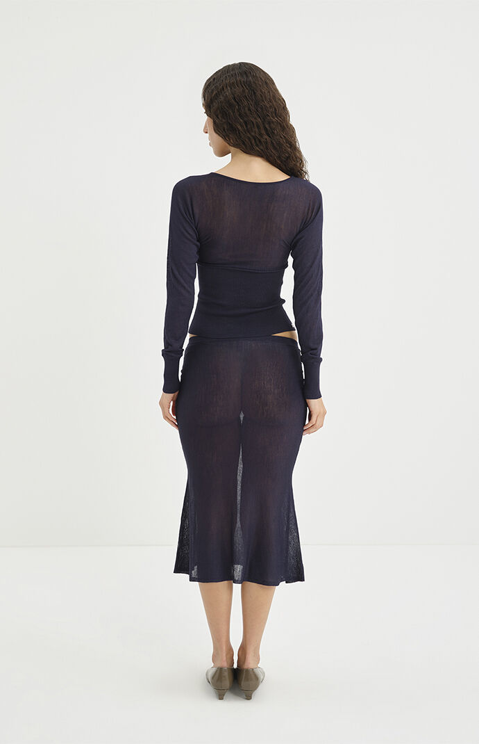Miaou Navy Aimee Midi Skirt