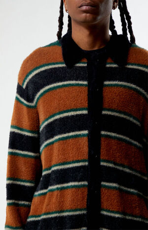 Brown Stripe Button Up Sweater image number 2