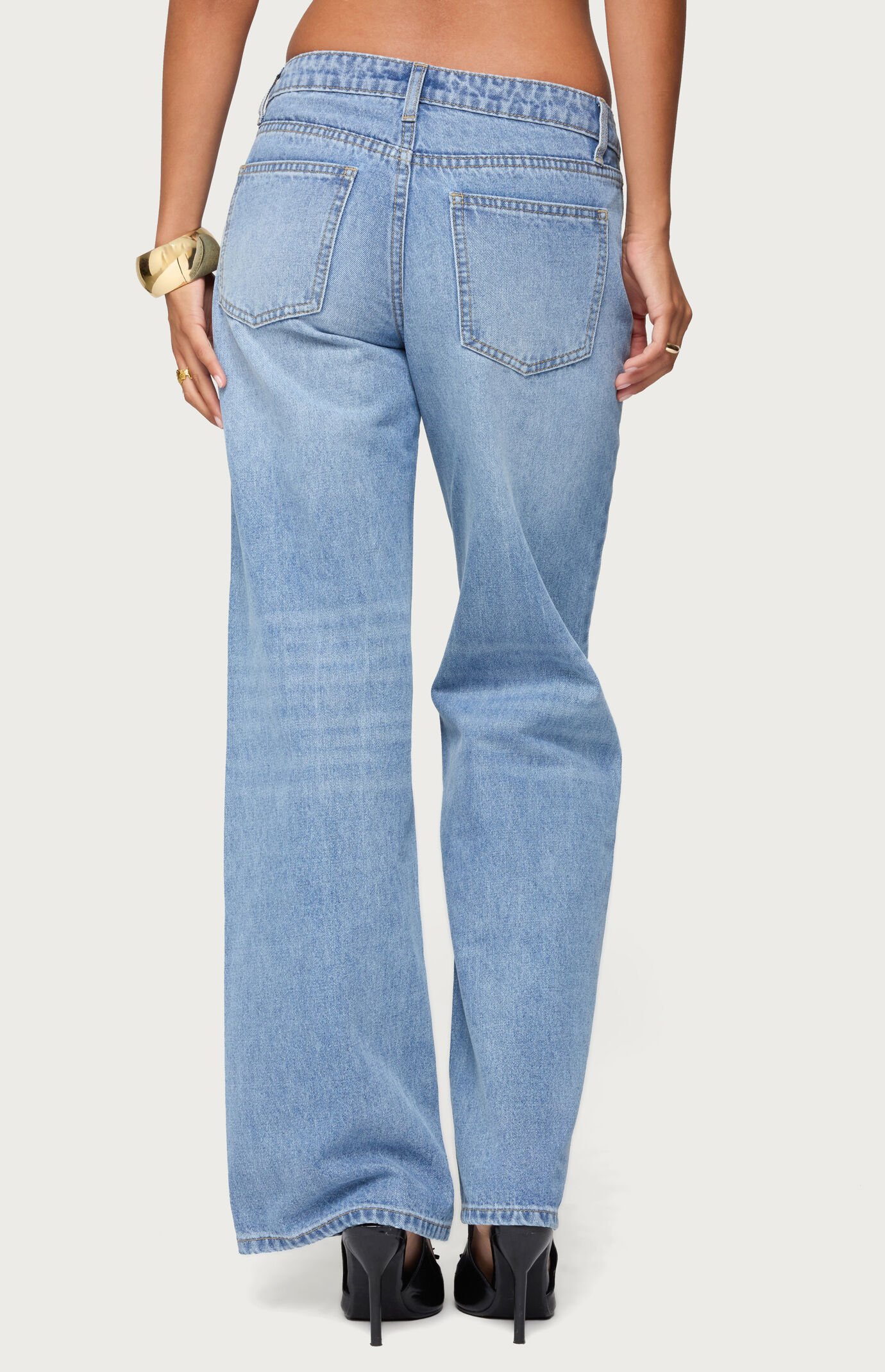 Edikted Holly Straight Leg Mid Rise Jeans
