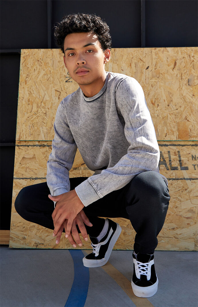 Acid Wash Crew Neck Sweatshirt