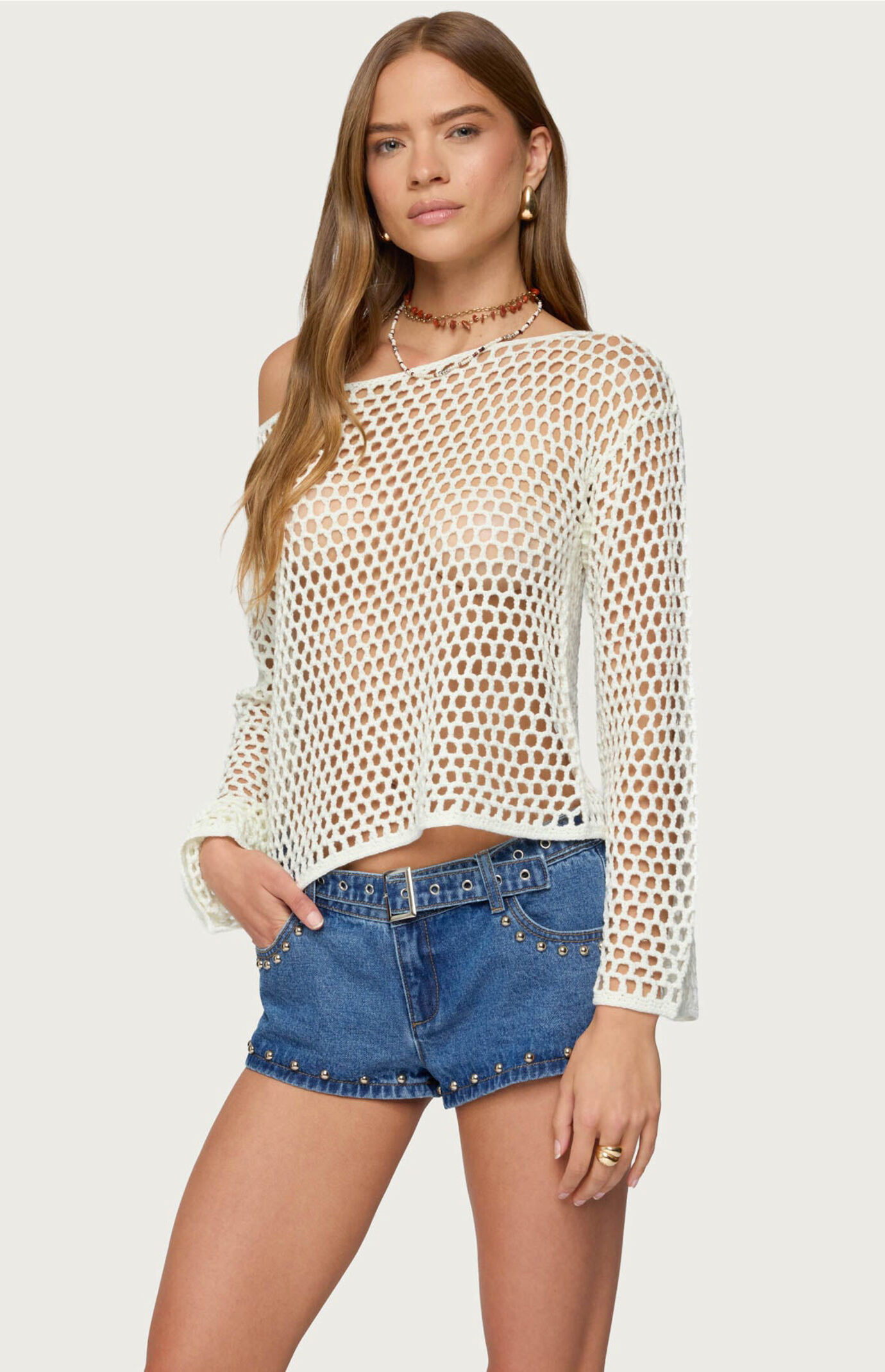 Edikted Kalley Off Shoulder Crochet Top
