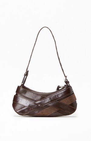 Brown Faux Leather Cross Buckle Shoulder Bag image number 3