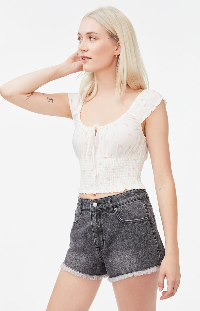 Smocked Keyhole Top